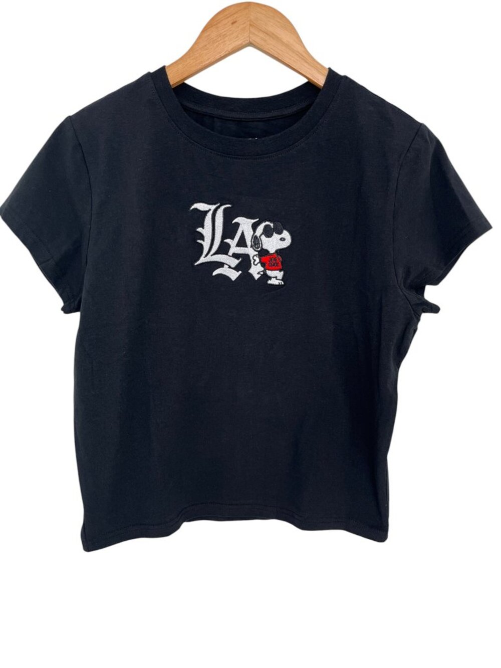 Peanuts Snoopy Los Angeles Baby Tee Embroidered XL NWT
